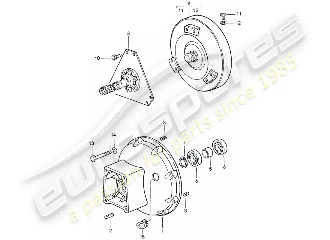 porsche 1987 (928) automatic transmission - torque converter - converter housing parts diagram