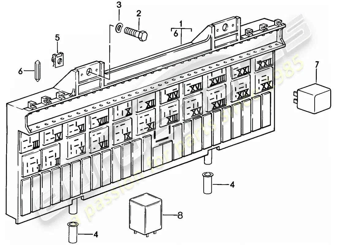porsche 1985 (928) fuse box/relay plate - relay - fuse - d >> - mj 1984 parts diagram