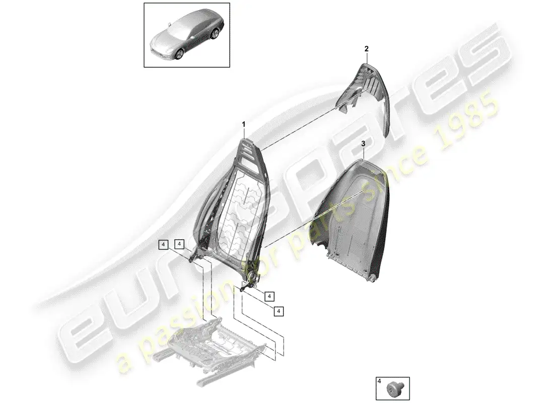 porsche 2017 (panamera 971-1) backrest parts diagram