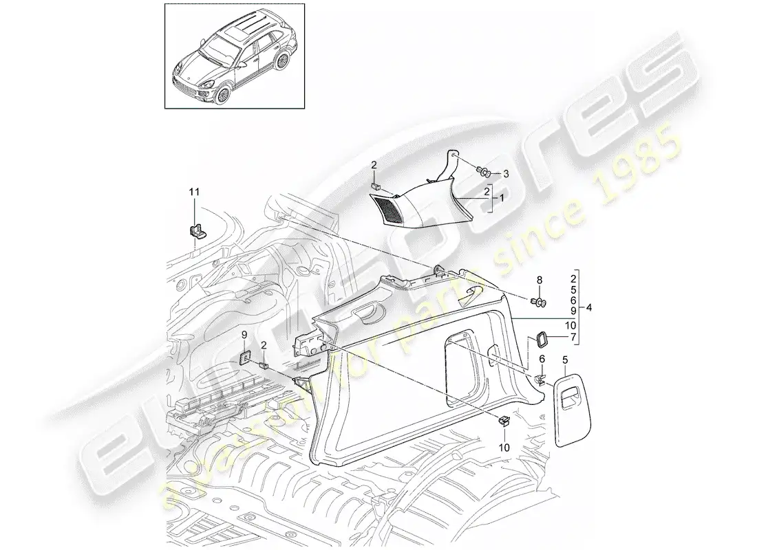 porsche 2012 (cayenne e2 92a) lining parts diagram