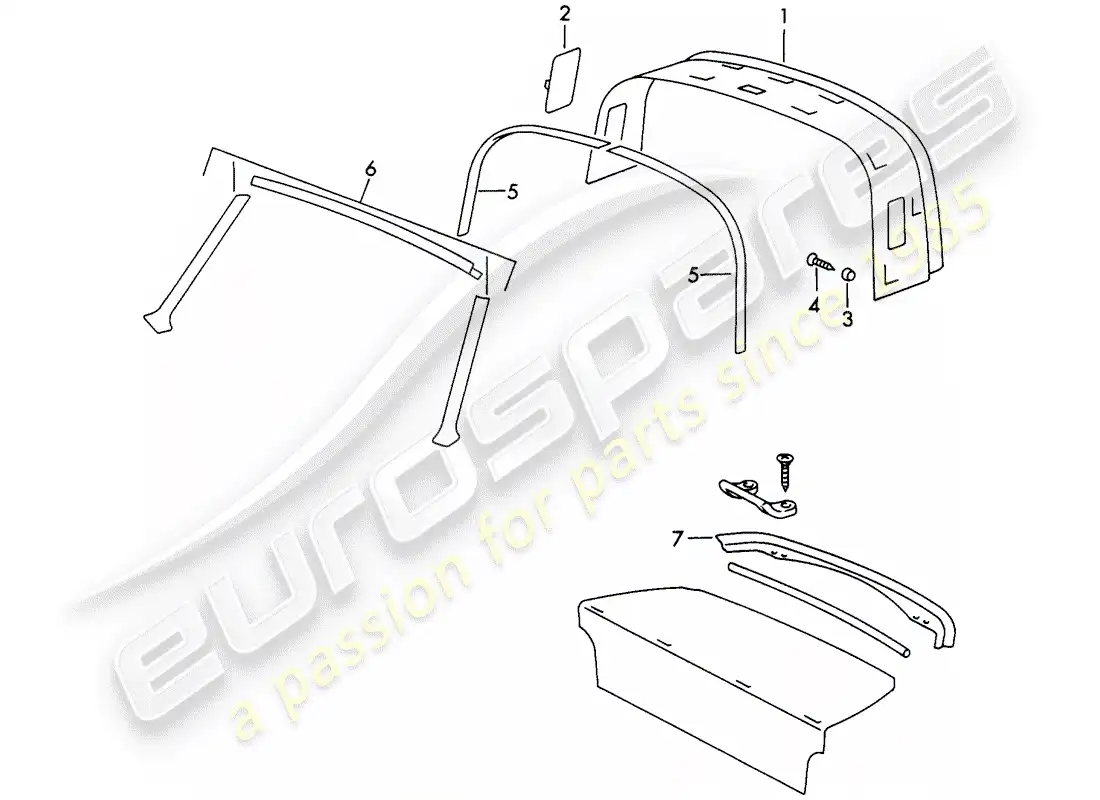 porsche 1966 (911/912) interior equipment - roof parts diagram