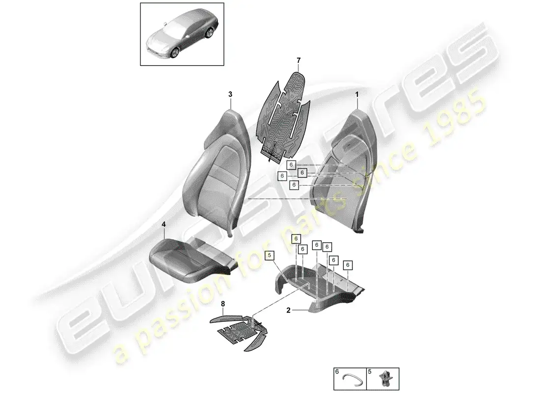 porsche 2017 (panamera 971-1) seat parts diagram