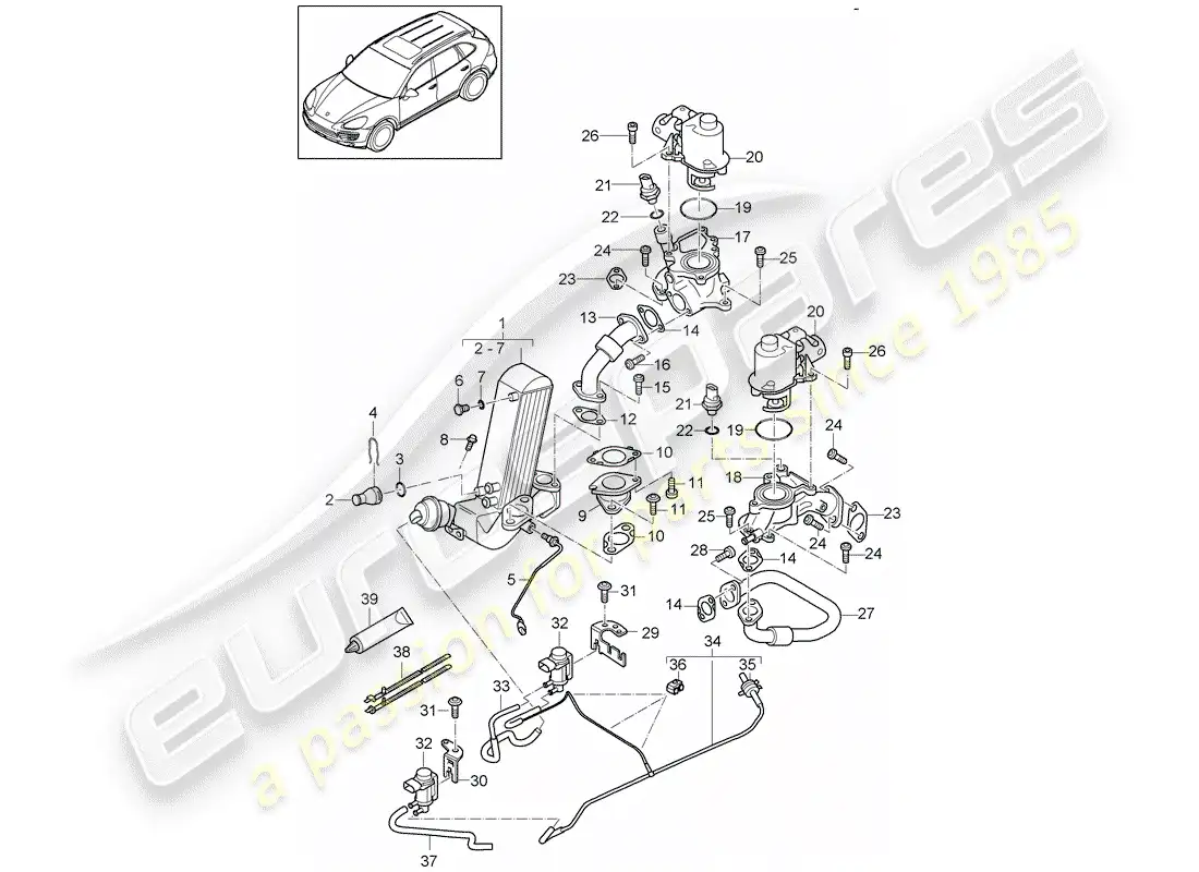 porsche 2014 (cayenne e2 92a) exhaust recirculation part diagram