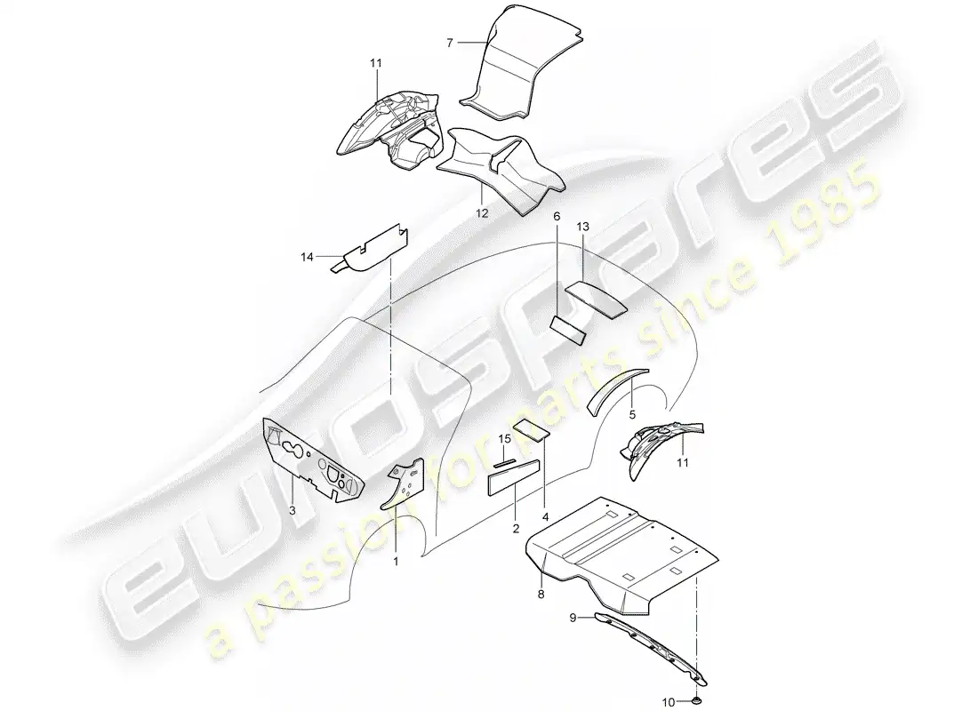 porsche 2012 (997-2) body shell parts diagram