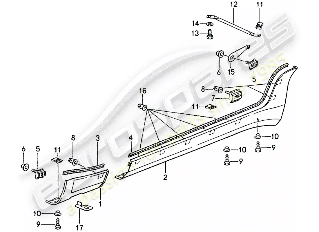 porsche 1993 (968) side member trim parts diagram
