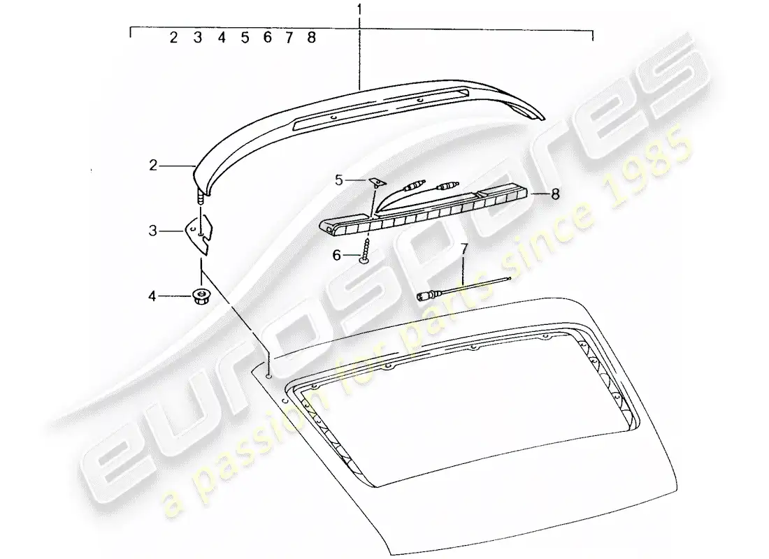 porsche 1990 (tequipment) additional brake light parts diagram