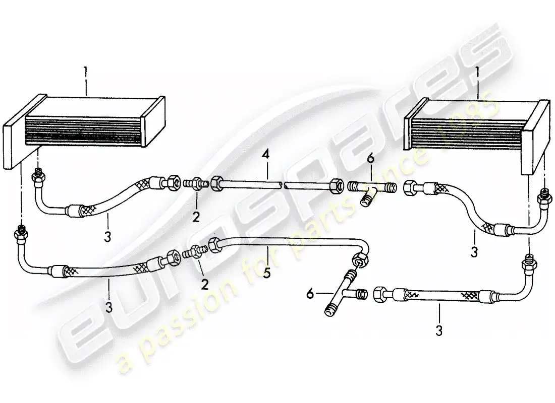 porsche 1952 (356/356a) engine lubrication - oil cooler parts diagram