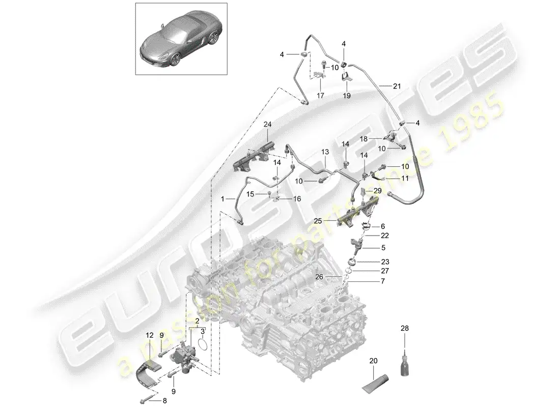 porsche 2013 (981 boxster) fuel collection pipe parts diagram