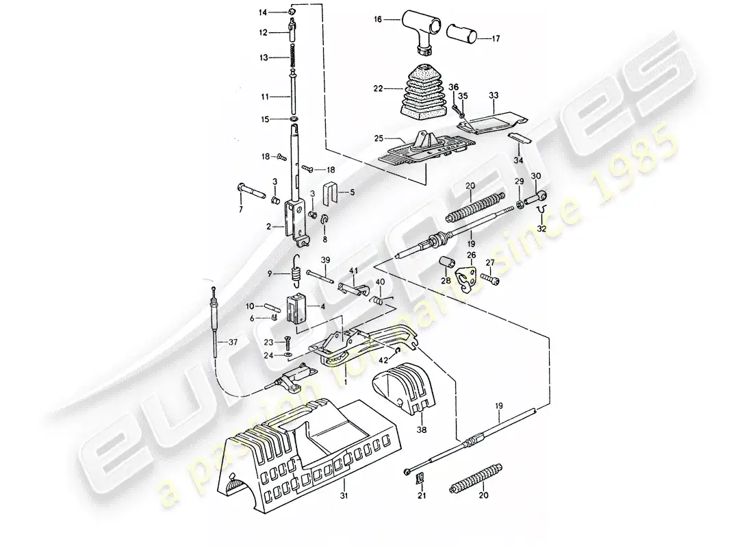 porsche 1995 (928) shift mechanism - for vehicles with - automatic transmission parts diagram