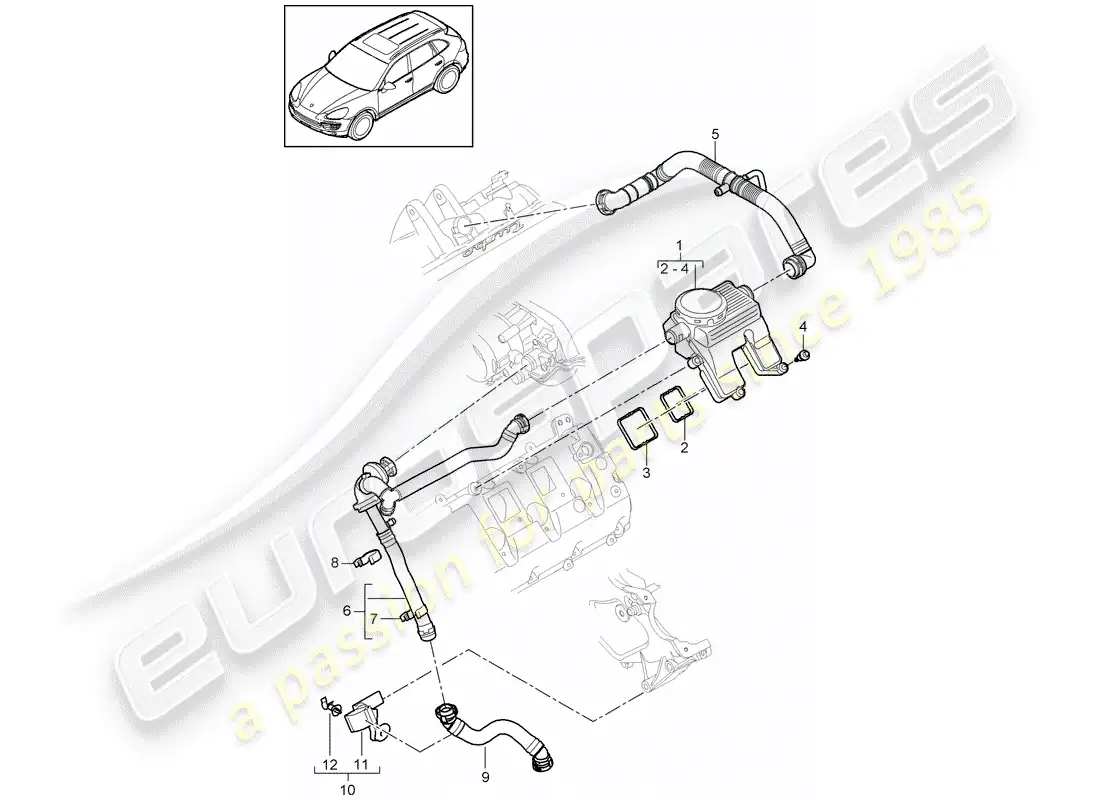 porsche 2014 (cayenne e2 92a) crankcase breather parts diagram