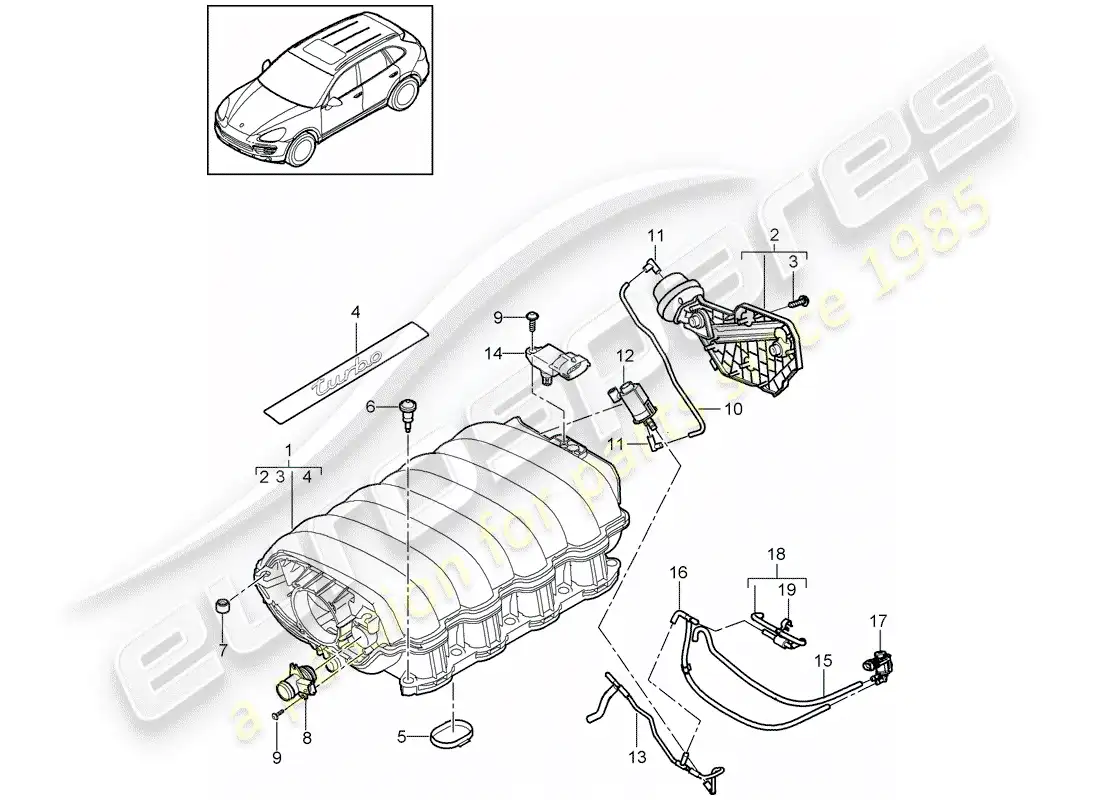porsche 2014 (cayenne e2 92a) intake air distributor part diagram