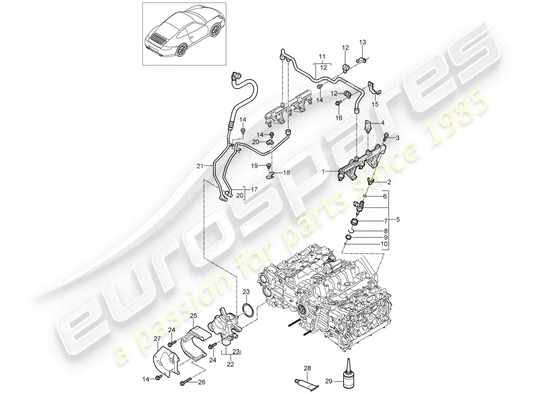 porsche 2012 (997-2) fuel collection pipe parts diagram