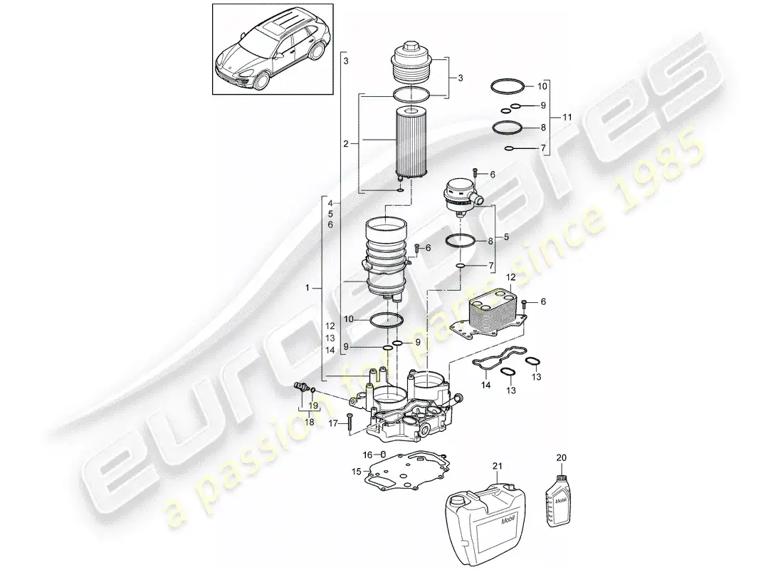 porsche 2014 (cayenne e2 92a) oil filter part diagram