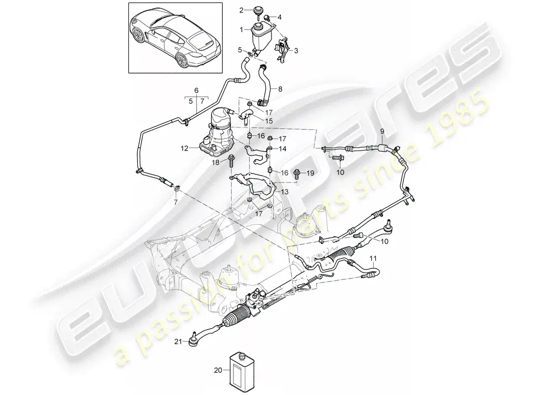 porsche 2016 (panamera 970) power steering parts diagram