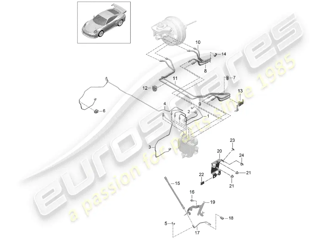 porsche 2017 (991-2 turbo) brake line part diagram