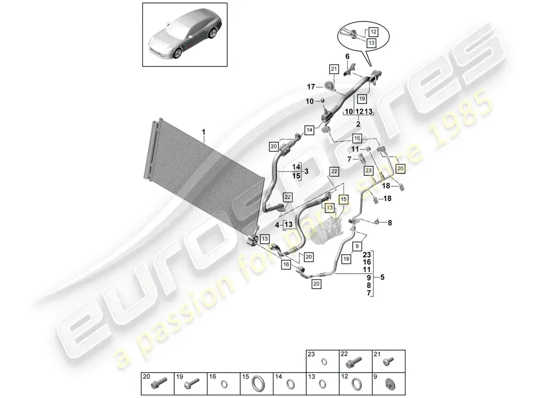 porsche 2017 (panamera 971-1) refrigerant circuit part diagram