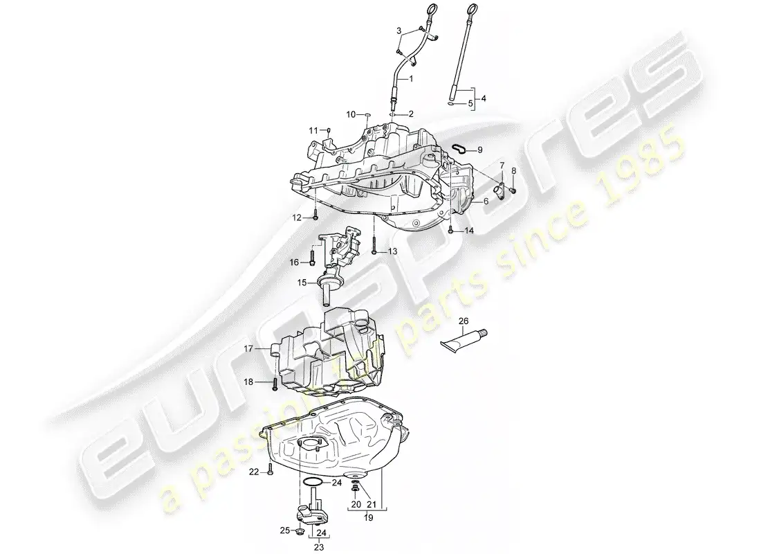 porsche 2009 (cayenne e1 9pa) oil dipstick part diagram