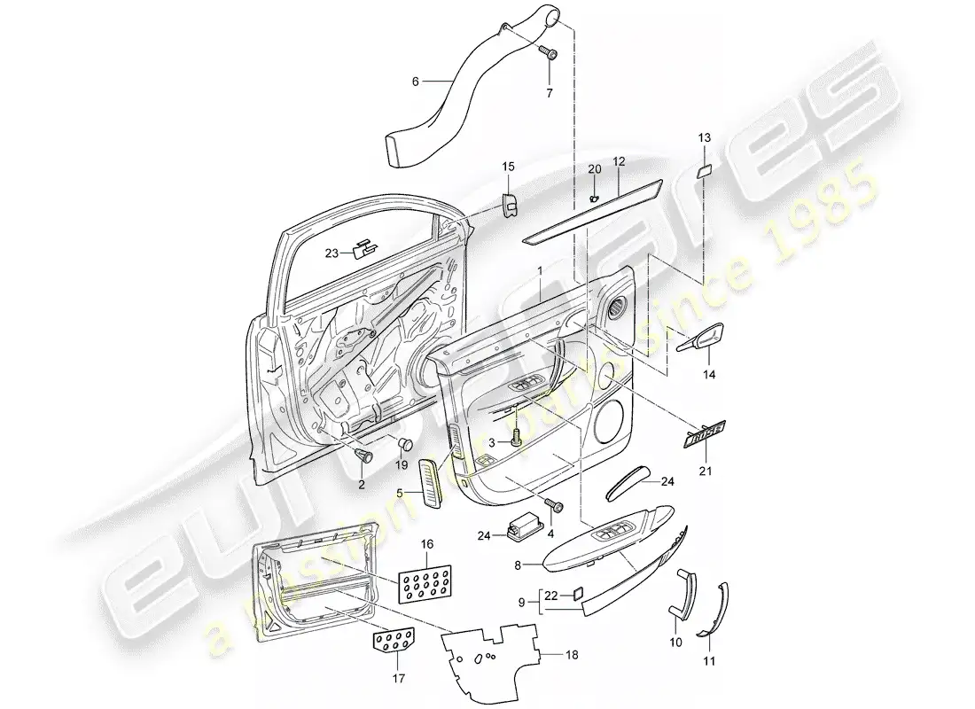 porsche 2005 (cayenne e1 9pa) door panel part diagram