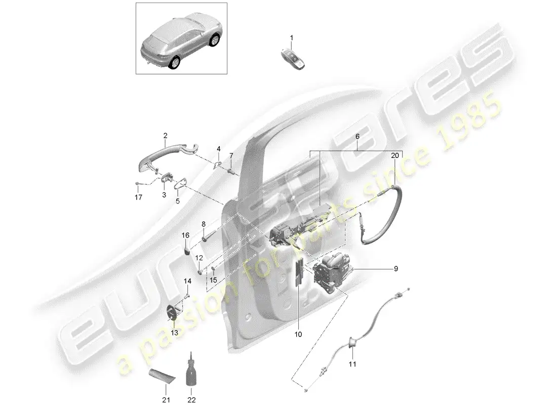 porsche 2018 (macan) door latches parts diagram