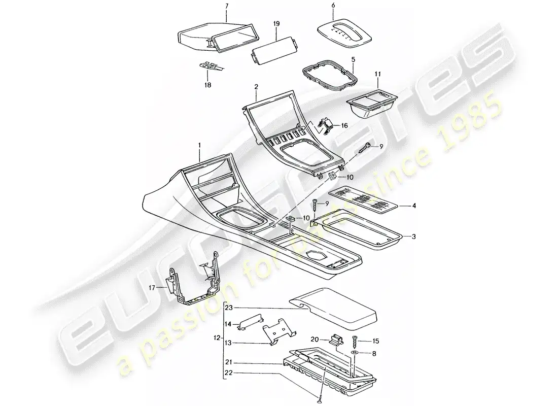 porsche 1990 (944) cassette holder - center console parts diagram