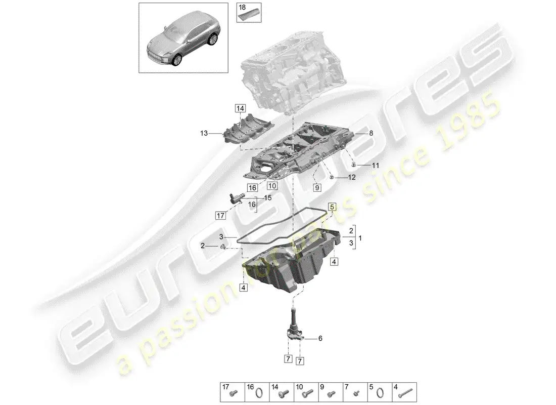 porsche 2019 (macan) oil-conducting housing parts diagram