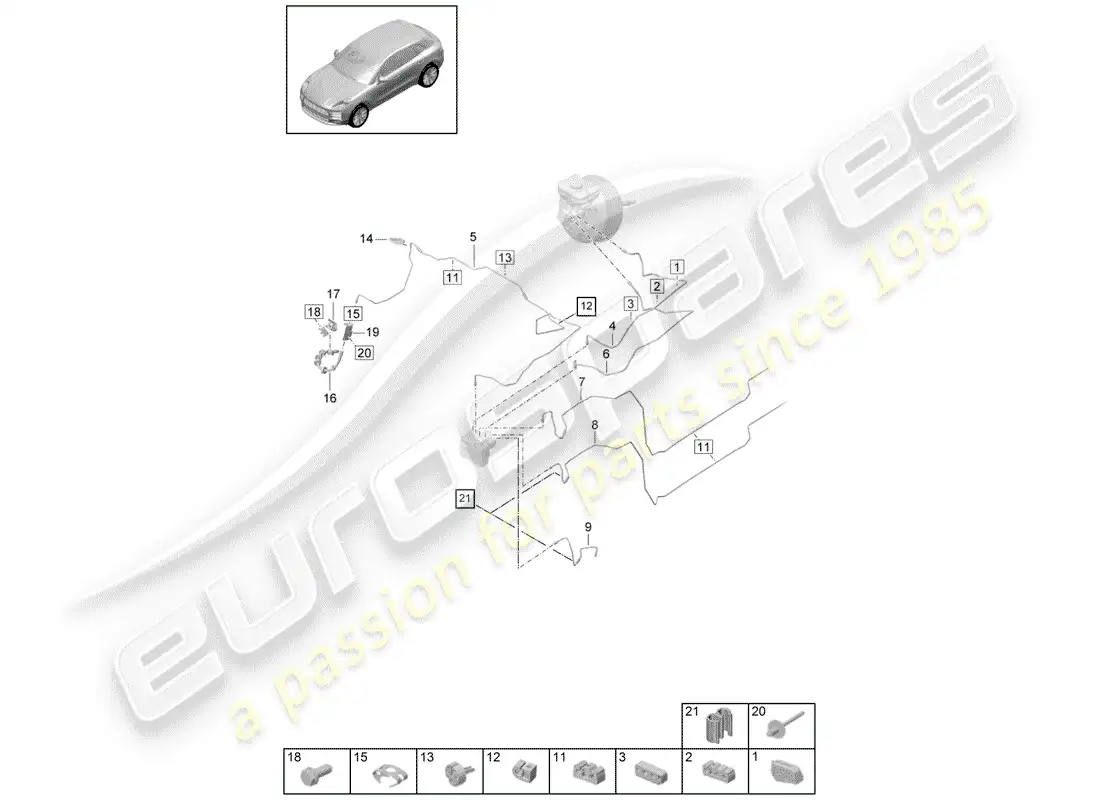 porsche 2019 (macan) brake line parts diagram