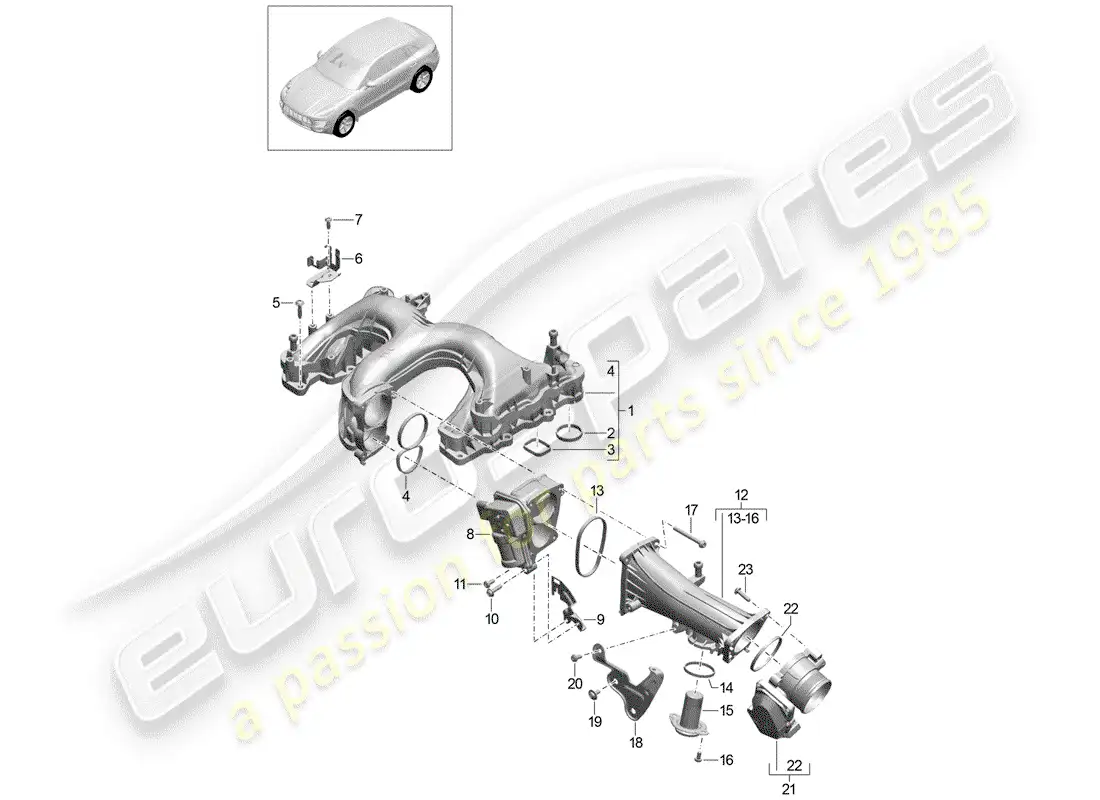 porsche 2016 (macan) intake manifold parts diagram