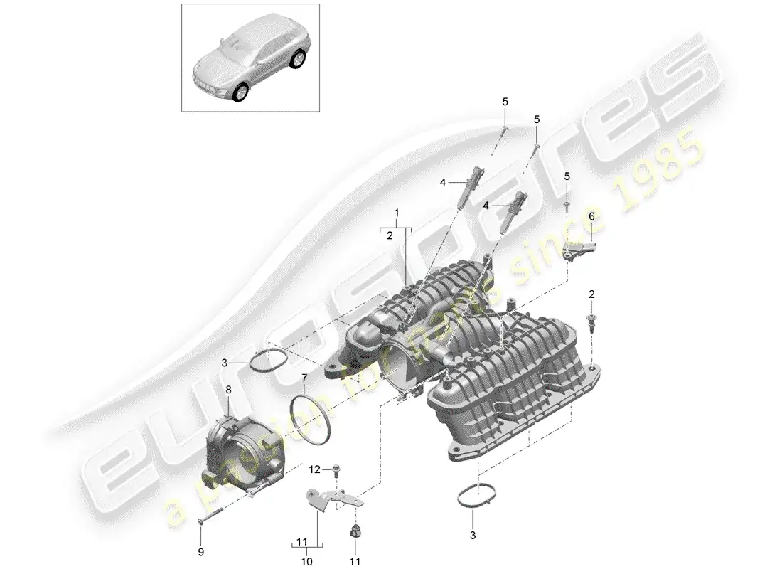 porsche 2016 (macan) intake air distributor parts diagram