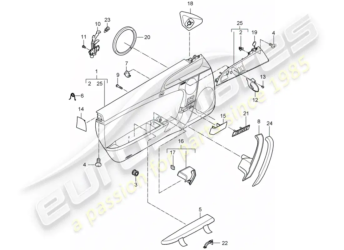 porsche 2011 (997-2) door panel parts diagram