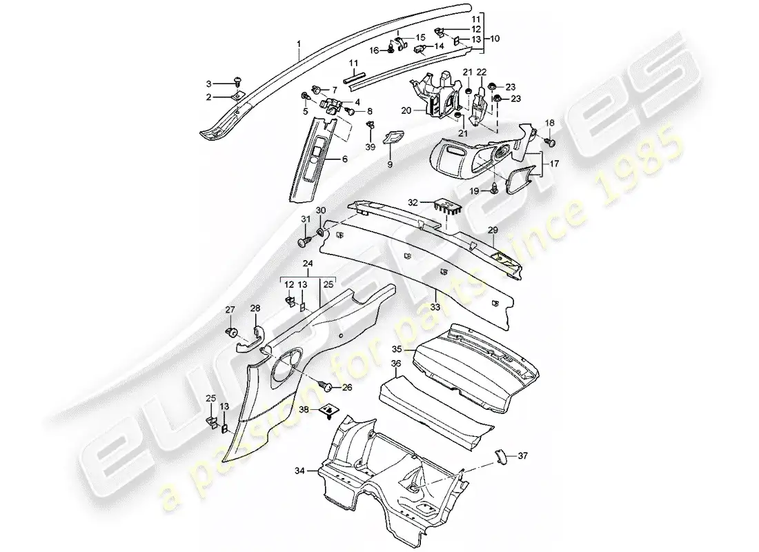 porsche 2006 (997-1) trims parts diagram