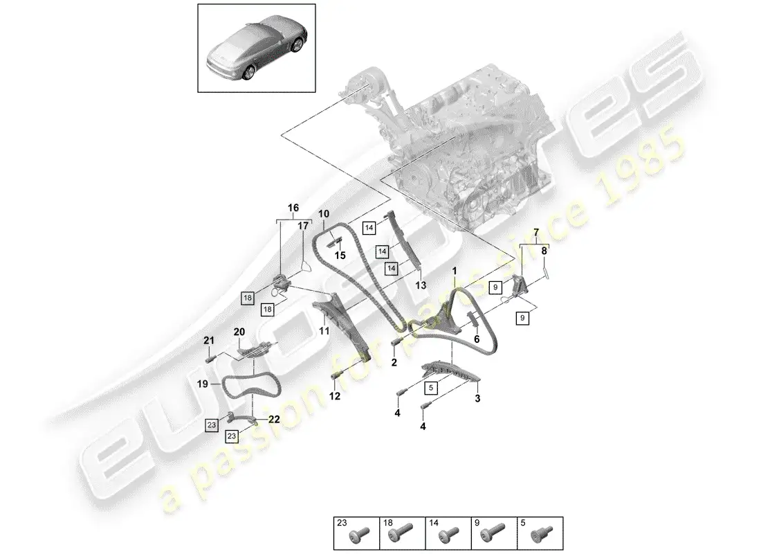 porsche 2017 (panamera 971-1) timing chain parts diagram