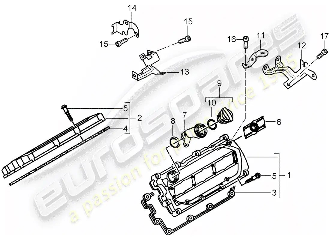 porsche 2009 (cayenne e1 9pa) valve cover part diagram