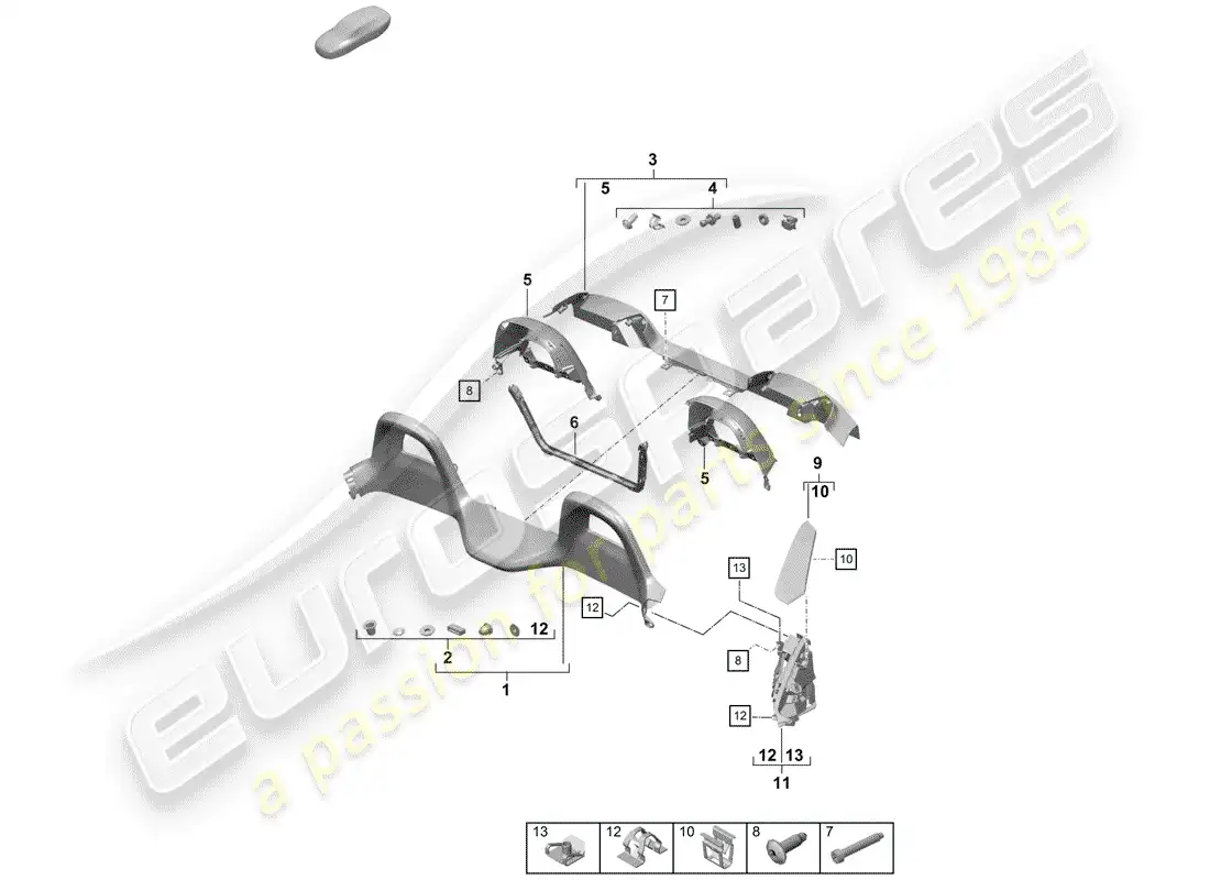 porsche 2020 (718 boxster spyder) trims parts diagram