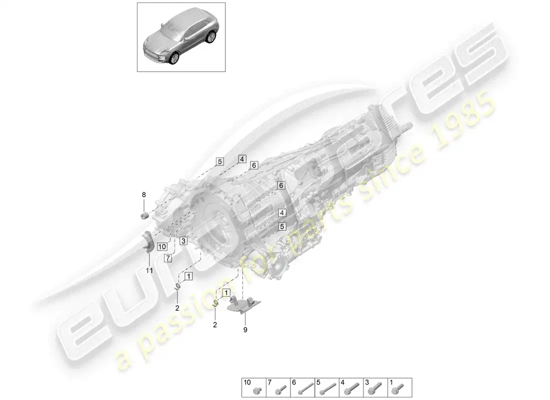 porsche 2020 (macan) mounting parts for engine and parts diagram