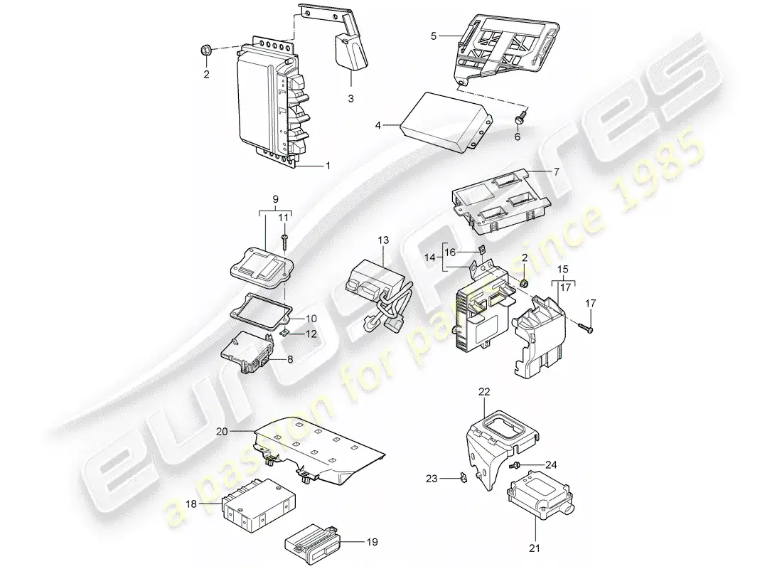 porsche 2008 (987 cayman) control units parts diagram