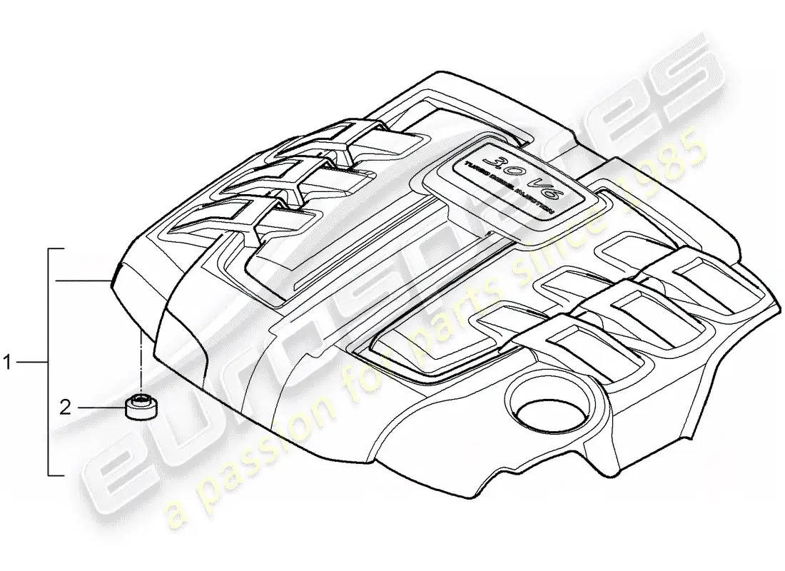 porsche 2009 (cayenne e1 9pa) engine cover part diagram