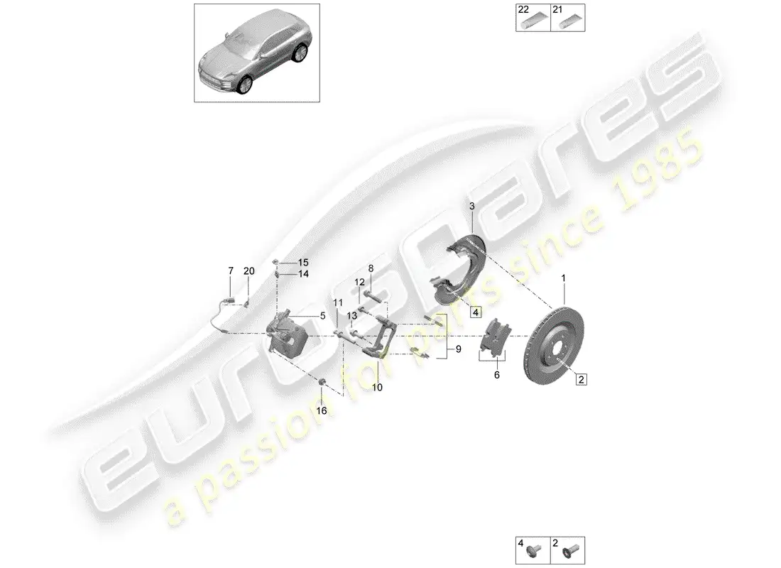 porsche 2019 (macan) disc brakes parts diagram