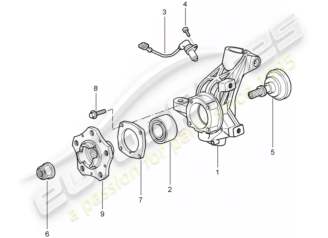 porsche 2008 (987 cayman) wheel carrier parts diagram