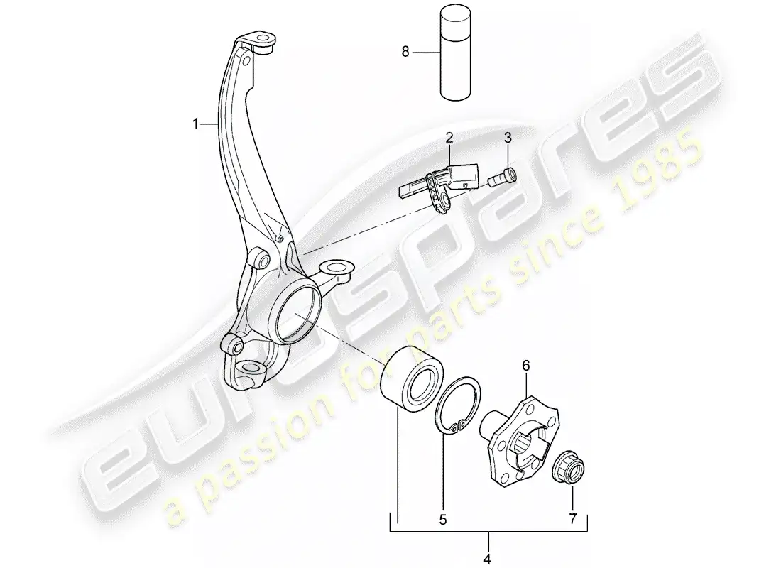 porsche 2009 (cayenne e1 9pa) pivot bearing part diagram