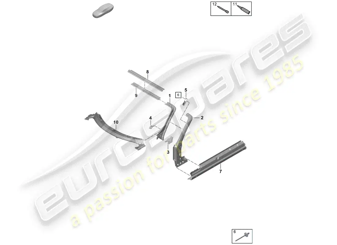 porsche 2019 (718 boxster spyder) cowl parts diagram
