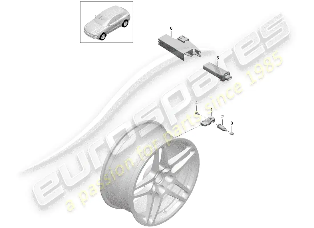 porsche 2016 (macan) tire pressure control system parts diagram