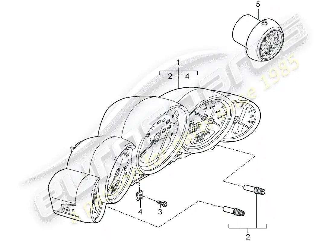 porsche 2009 997-2 turbo / gt2 instruments parts diagram