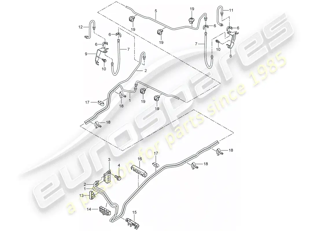porsche 2010 (cayenne e1 9pa) brake line parts diagram