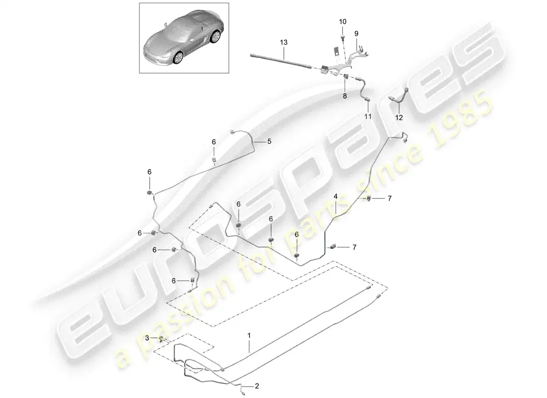 porsche 2016 (981 boxster spyder) brake lines parts diagram