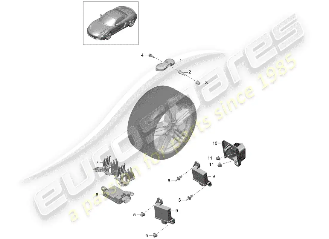 porsche 2015 (981 boxster) tire pressure control system parts diagram