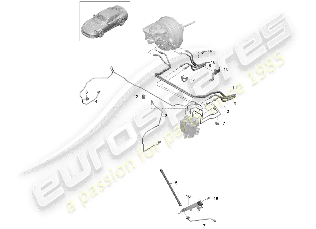 porsche 2017 (991-2 turbo) brake line part diagram