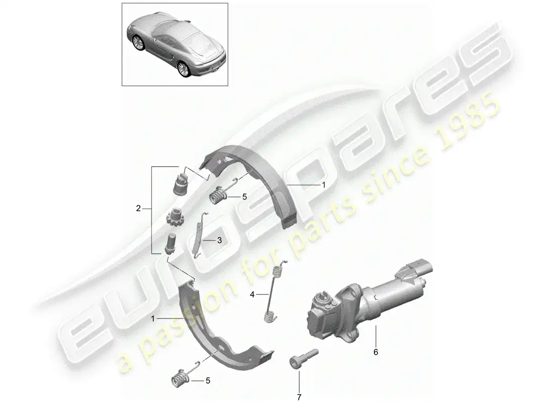 porsche 2014 (981 cayman) parking brake parts diagram