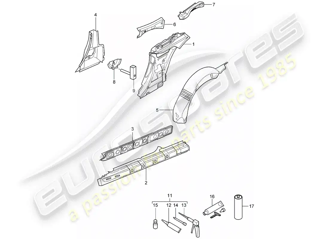 porsche 2010 (997-2) side panel parts diagram