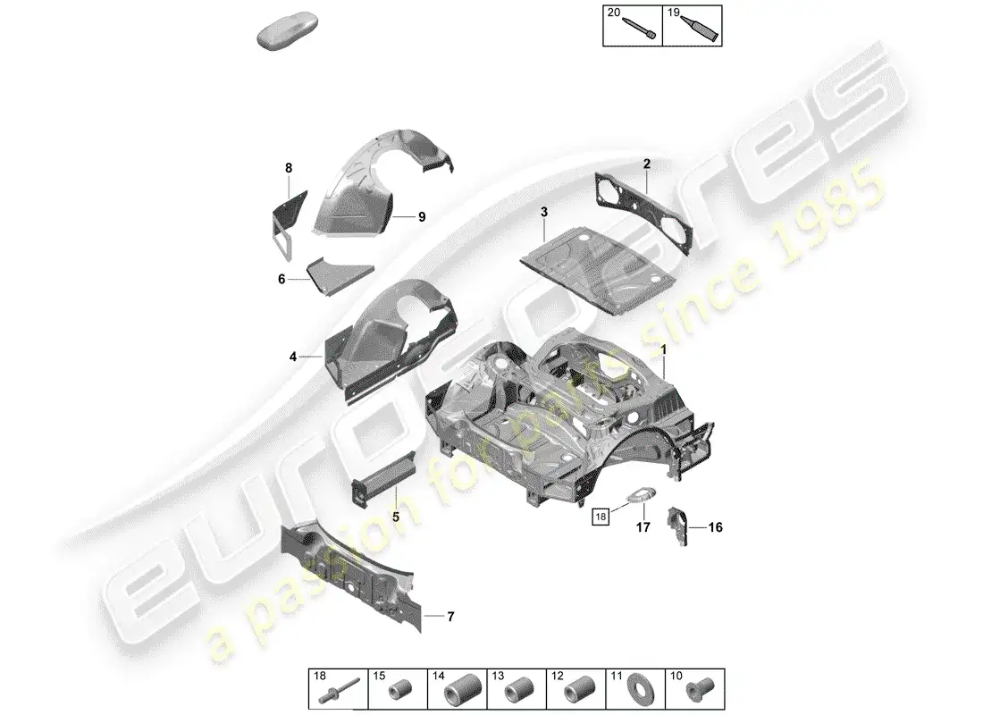porsche 2019 (718 boxster spyder) rear end parts diagram