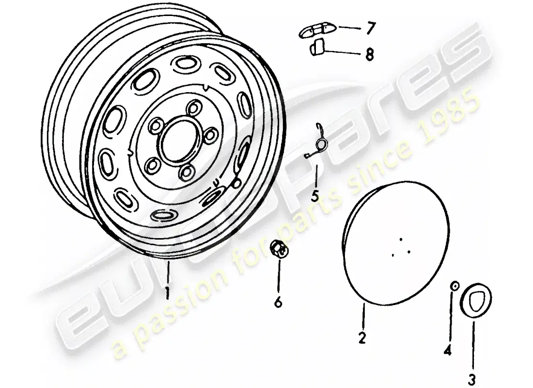 porsche 1960 (356b/356c) wheels parts diagram